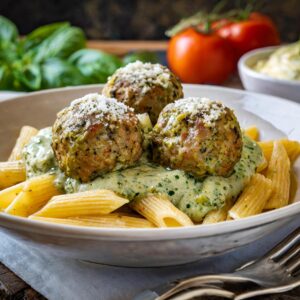 Creamy Pesto Meatballs